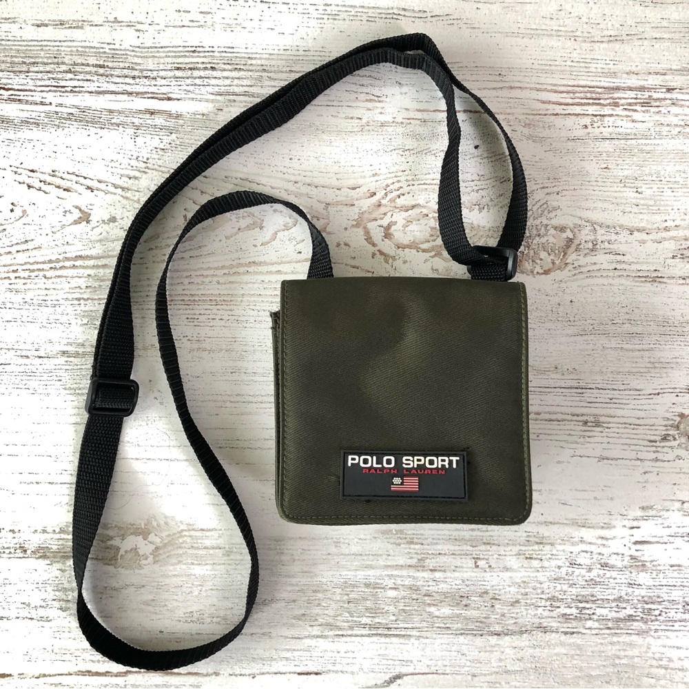Polo by Ralph Lauren Olive Green Polo Sport Mini Crossbody Bag with Black Strap